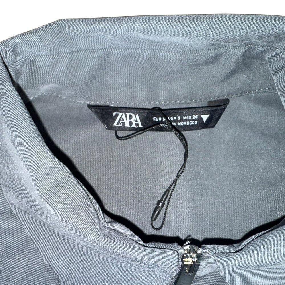 Zara Women’s Army‎ Gray Utility Jacket Cropped Style Women's Size Small - Picture 6 of 8